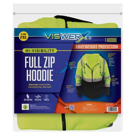 VISWERX Hi-Vis Full Zip Hoodie - ANSI CL2 2XL 127-22045